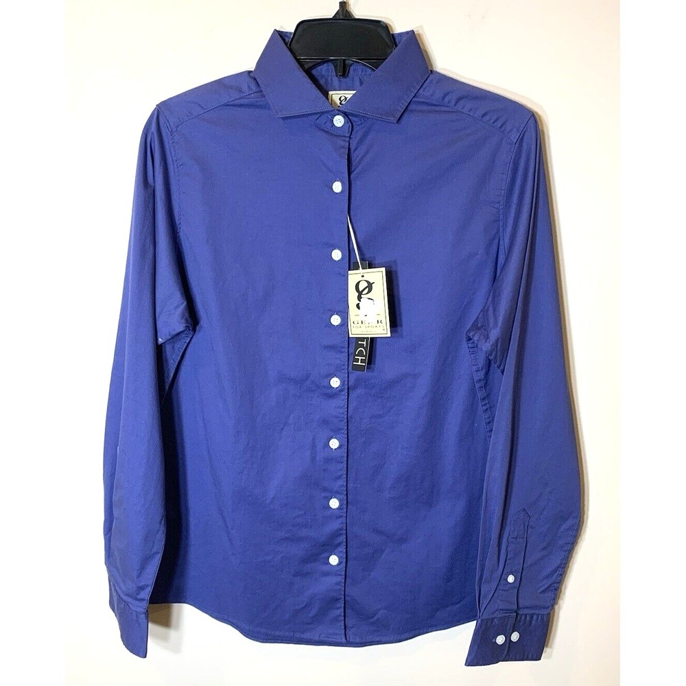 NEW Gear for Sports Shirt Womens Medium Blue Long Sleeve Cotton Stretch Career